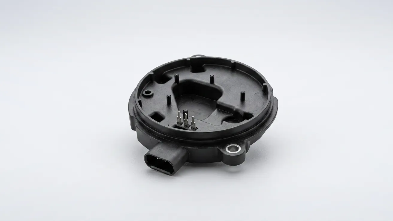 Steckeranschlusssystem für Elektromotoren, hybrides Kunststoff-Metall-Bauteil