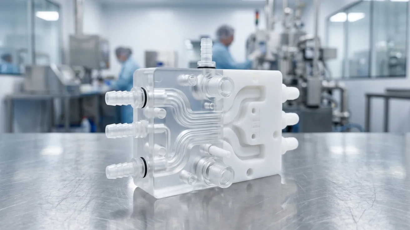 Umspritzte Funktionsbaugruppe mit metallischem Einleger