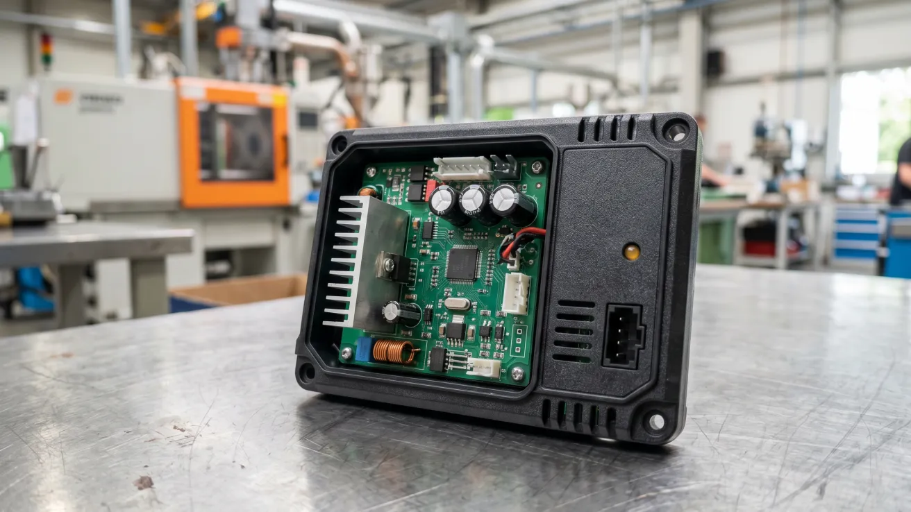 Geprüfte Elektronik-Baugruppe mit Leiterplatte im Kunststoffgehäuse