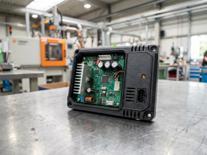 Geprüfte Elektronik-Baugruppe mit Leiterplatte im Kunststoffgehäuse
